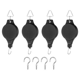 PATIKIL Plant Hanger, 8 Pcs Pulley Retractable Hanging with Ceiling Hook Indoor and Outdoor Plant Pots Holder, for Planters, Flower Basket, Wind Chimes, Bird Feeders, Black