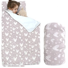 Love Heart Nap Mats for Preschool Daycare Toddler Nap Mat for Girls Daughter Kids Nap Mat with Pillow and Blanket - Birthday Gifts for Kids Granddaughter Kindergarten Travel Napping,60"x20"