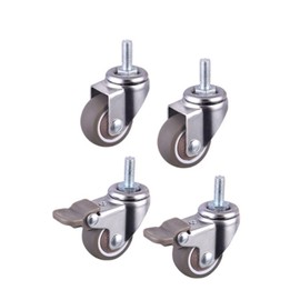 YFFSFDC Screw Type Caster M6 Screw with Brake, Set of 4, 360 Degree Rotation, Silent, Universal Car Caster, 1 Inch TPE Rubber Wheel, Replacement for DIY, Convenient Goods