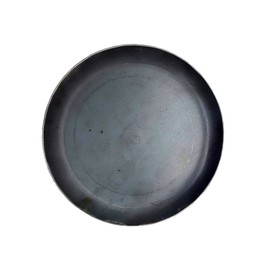 onegear pandish round (L) Ultra Lightweight Iron Plate Plate Rugged Camping Solo Camping Thickness 0.06 inch (1.6 mm) Black Leather Iron Artisan Handmade Induction Compatible, Barbecue, Bonfire Frying