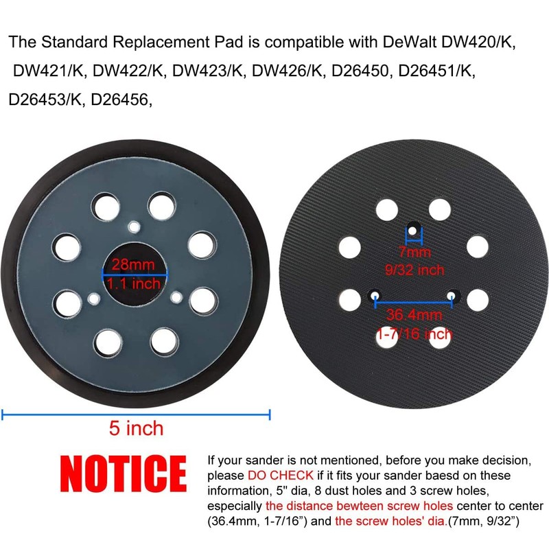 5 inch 8 Hole Hook and Loop Replacement Sander Pad