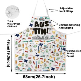 JNIAP Austin Texas Apron Austin Kitchen Apron Austin Texas Souvenirs Gifts Austin Texas Cooking Apron (Austin apron)