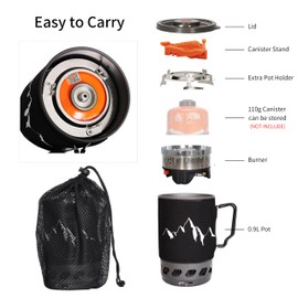 Camping Stove Gas System Portable Gas Cooking Set Pot Burner for Outdoor Backpacking Trekking Fishing