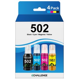 502 Ink Refill Bottle Replacement for Epson 502 Ink Bottle Use for Epson ET-2850 ET-2750 ET-2760 ET-3850 ET-3750 ET-3760 ET-4850 ET-4760 ST-2000 ST-3000 Ink Tank (Black, Cyan, Magenta, Yellow)