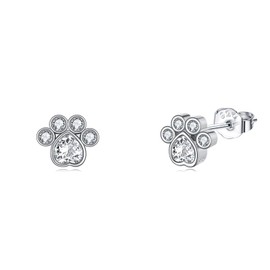 Dog Paw Earrings Sterling Silver Paw Print Earrings Stud Earrings Jewellery Birthday Gifts for Women Girls