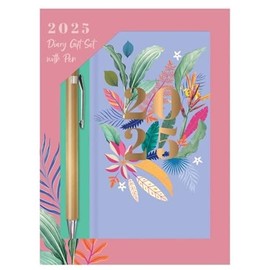 2025 Slim Week To View Butterflies Owl With Glitter Animated Animal Cut Diary (Pink)