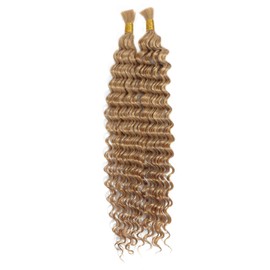 AIVICO Extensiones De Cabello Humano Brasileño Virgen 100% Sin Procesar, De Ondas Profundas, Para Trenzar Cabello, Cabello Humano Mojado Y Ondulado (1 Paquete, 2 Unidades, 24 Pulgadas) #27