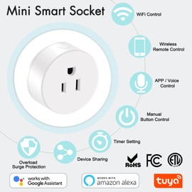 GREENCYCLE WiFi Smart Outlet Plug with Remote, Support APP Remote Control, Voice Control, Timer, Suitable for Alexa and Google Home, FCC ETL Certified, White, 5PK