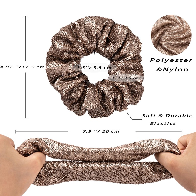 Cicimeiluody Sparkling Sequin Hair Scrunchie Hair Tie for Thick Thin