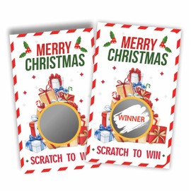 DYIRBIIY Christmas Scratch Off Game Cards, Christmas Party Game Cards, Festive Holiday Raffle Ticket for Prizes Adults Groups, Christmas Countdown Activities - 40 Pack(GGK-017)