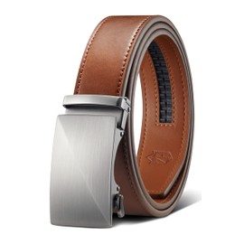 Zitahli Mens Belt Leather - Ratchet Belt for Men Dress Pant Shirt Oxfords,Micro Adjustable Black Brown Belt,Trim To Fit 34"-40"