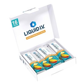 Liquid I.V. Sugar Free Electrolyte Powder Mix, Mango Pineapple Flavour, for Fast Hydration & Energy, with 8 Vitamins & Minerals Including Magnesium, Vegan and Gluten Free, 16 Sachet Sticks
