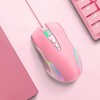 Wired Mouse Pink Ergonomic Design RGB Backlit Motion Detection 5.9ft