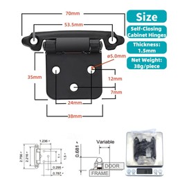 XWHLXY Cabinet Door Hinges(5Pair-10Pcs),Self Closing Overlay Kitchen Hinges for RV Cabinets&Kitchen Cupboard Doors,1.5mm Thick Steel (Matte Black)