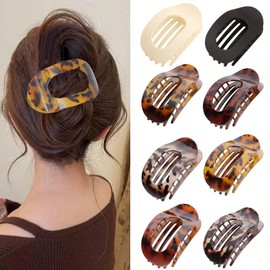 8 PCS Flat Hair Clips French Round Lay Down Hair Claw Clips for Women Girls Strong Hold Hair Barrettes for Thick Thin Hair Comfortable Curved Flat Clips for Lying Driving and More