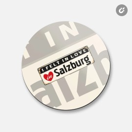 Unbranded Salzburg Retro Travel Tin Sign | 4'' X 4'' Round Decorative Magnet