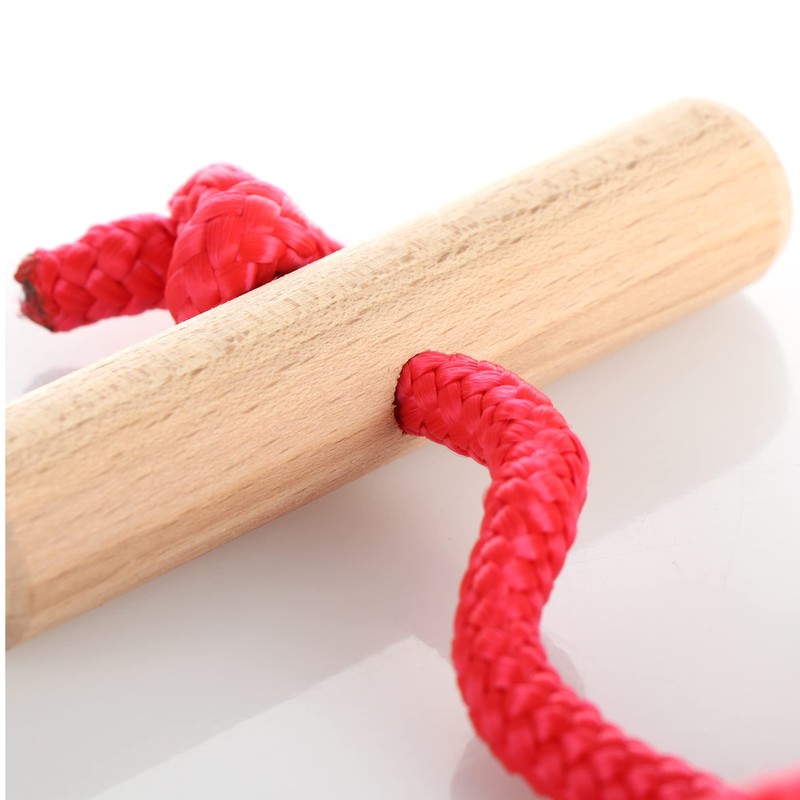 com-four® 2 x Premium Sledge Ropes with Wooden Handle, Extra