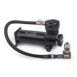 CNWZYMX 3/8NPT Heavy Duty 200 PSI Air horn Compressor kit with 1/4NPT Converter head and Oil water separator, Fittings for 12V Cars/Train/Truck,Air Suspension horn Compressor BLACK