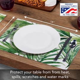 Highland Home Palm Leaves 4-Pack Poly-Cotton Blend Placemats Manufactured in The USA Machine Washable Dryer Safe