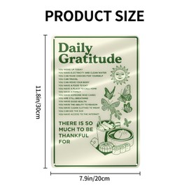 Daily Gratitude Metal Tin Sign – Inspirational Boho Wall Decor for Home, Kitchen, Bedroom, Office or Café – Green Aesthetic 8x12 Inch