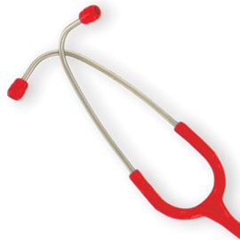 Gima - Klassisches Doppelkopf-Dufono für Erwachsene, Stethoskop mit Edelstahl-Ohrmuschel und Kopfbügel mit doppelter interner Feder, Rot, 32538