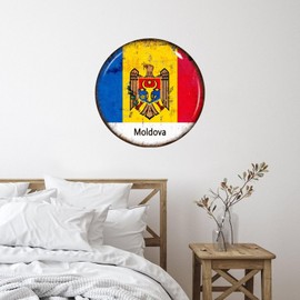 Moldova Floor Window Wall Art Words Letter Stickers Country Flag Patriotic Peel and Stick Wall Stickers for School Bumper Laptop Mirrors Vinyl 18in