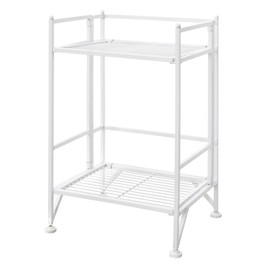 Convenience Concepts Xtra Storage 2 Tier Folding Metal Shelf, White