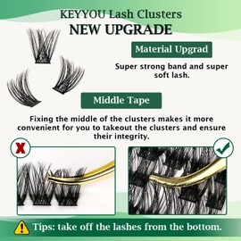 Lash Clusters 96pcs Individual Lashes C Curl 8-16MIX Eyelash Clusters KEYYOU Volume Wispy Lash Extension Soft&Comfortable Easy DIY at Home(Y01,C-8-16MIX)