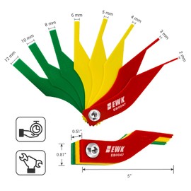 EWK 8 Piece Brake Pad Thickness Gauge Set, Disc & Drum Brake Lining Measuring Feeler Ruler Tool to Quickly Measure Brake Pad Wear, Brake Pad Gauge for Most Cars, SAE & Metric, Color-Coded 2mm to 12mm