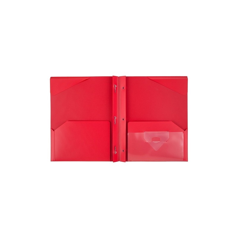 Plastic Folder with Prongs 2 Pockets (RED)