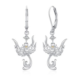 TUGHRA Phoenix Dangly Earrings for Women 925 Sterling Silver Rising Phoenix Dangling Earrings Nirvana Rebirth Phoenix Dangle Jewelry Gifts for Women