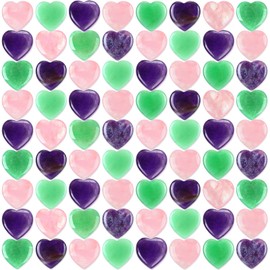 Ecation 120 Pcs Heart Quartz Bulk Crystals Stone Bulk Natural Polished Quartz Stone Heart Love Carved Healing Crystal Stone Worry Stone with Flannel Bag for Valentine's Day Gifts (Multicolor)