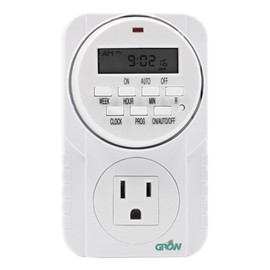Grow1 Hydroponic 120V Single Outlet Digital Timers for Electrical Outlets, Compatible w/ 110V, 115V & 120V Outlets | Heavy Duty | Perfect for Aquarium Light Timer, Grow Lights