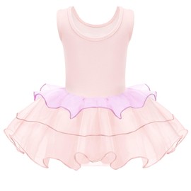 Zaclotre Leotards for Girls Sequin Sleeveless Dance Tutu Dress Toddler Ballet Costume Outfits Pink Purple 6-7Years