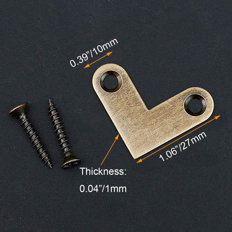 Tiazza 8Pcs Antique L Shape Brass Flat Corner Bracket Joint