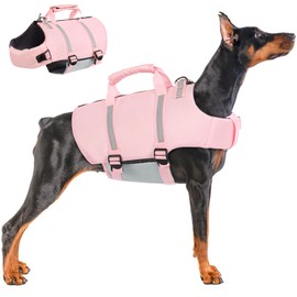 AOFITEE Dog Life Jacket, Dog Life Vest for Swimming Medium, Dog Swimming Vest with Rescue Handle and Zipper, Adjustable High Buoyancy Dog Swimsuit Floating Vest for Small Medium and Large Dogs L
