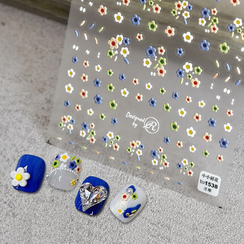 JMEOWIO 3D Nagelsticker Bunte Blume Nail Art Sticker Selbstklebend Nagelaufkleber