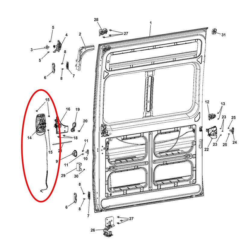 APPERFiT Sliding Door Handle with Cables for Right Passenger Side