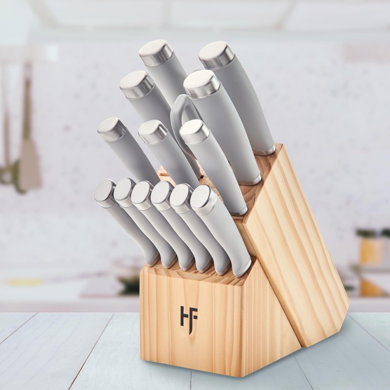 Hampton Forge Epicure Cool 15Pc Block Set, 6.70 LB, Taupe/Grey