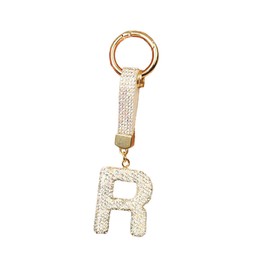 [DIVA Rose] Bag Charm Initial Charm Key Chain Alphabet Men Women Accessories Initial Key Ring, R