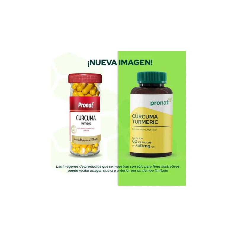 Kit 2 Piezas Suplemento Curcuma Turmeric (60 Caps) Pronat Sabor