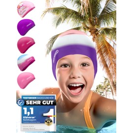KIDVERSE Swimming Cap Girls, Waterproof, with Non-Slip Nubs, UV Protection, Swimming Cap for Children, 100% Tear-Resistant