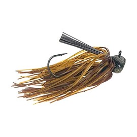 BUCKEYE LURES 1/2 Oz Football Jig with Flat Head, Silicone Skirting & Fiber Weed Guard | Durable Versatile Fishing Bait | Brown Pumpkin