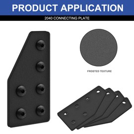 IMETRX 8pcs 2040 Aluminum Extrusion Joint Plate Connector Corner L Bracket 6-Hole 2040 V Slot Hardware T Slotted Accessories with T Nuts and Screws for Aluminum Profile 3D Printer Frame Part Black