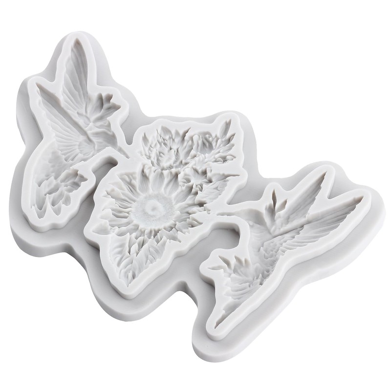 TAOXIBEI Hummingbird Polymer Clay Mold Bird Clay Molds Flower Silicone