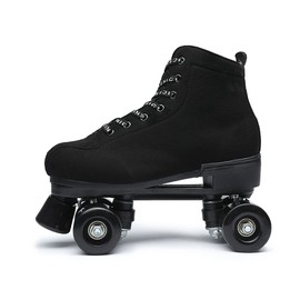 Black Roller Skates Outdoor Suede Quad Skates for Women and Men Size 43
