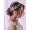 Edary Bridal Crystal Wedding Hair Vine Silver Headband Pearl Wedding