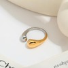 INNERDIVA Two Tone Chunky Teardrop Rings Open Rings Stackable Band