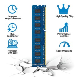 PC3L 10600U DDR3L 1333MHz 16GB Kit (2x8GB) UDIMM RAM CL9 1.35V 240-Pin Non-ECC Unbuffered 2RX8 Dual Rank Desktop Memory Modules Blue-8GBx2-10600UL