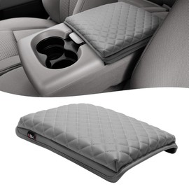 KBH Center Console Cover for Ford F150 2004 2005 2006 2007 2008 2009 2010, 40/20/40 Jump Seat, Car Armrest Protector, Vinyl Leather Trim, Anti-Scratch, Gray